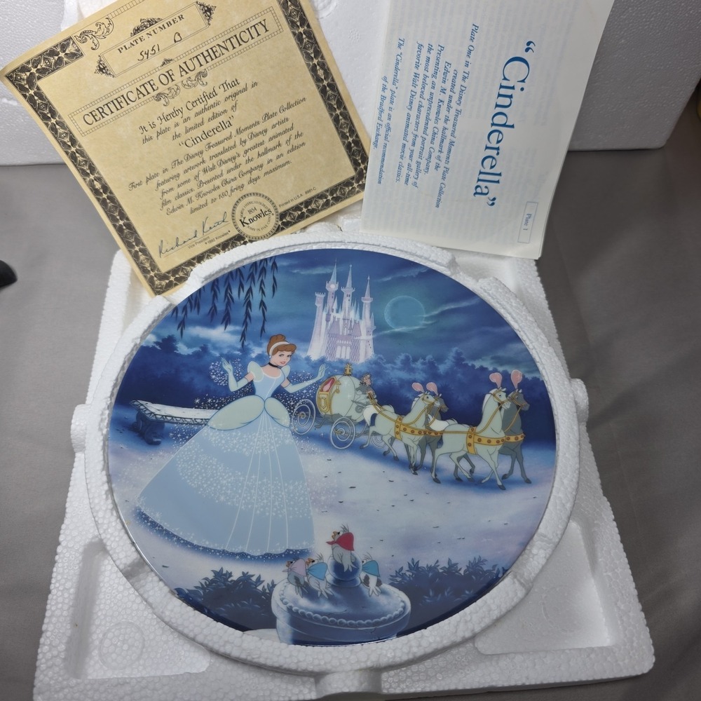 Vintage Bradford Exchange Disney Cinderella 1992 Treasured Moments Plate One